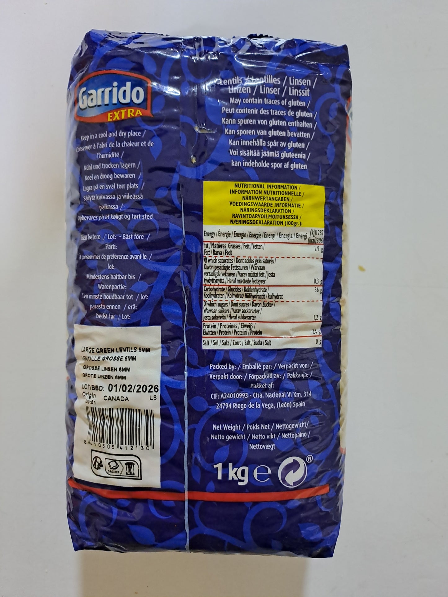 Garrido EXTRA Large Green Lentils 6 mm