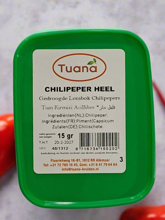 Tuana Chilipeper Heel Gedroogde Lombok Chilipepers
