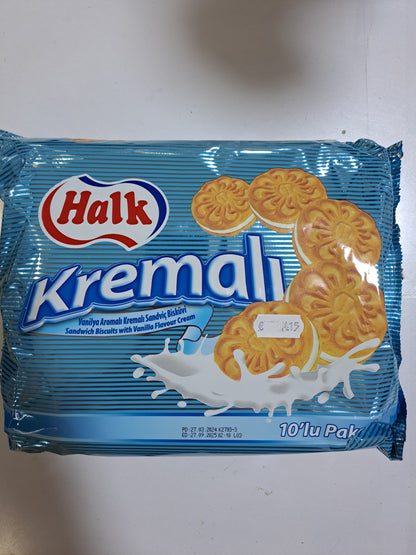 Halk Kremali Sandwich Biscuits with Vanilla Flavour Cream